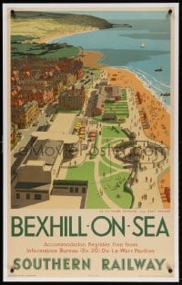4h092 SOUTHERN RAILWAY BREXHIL-ON-SEA linen 25x40 English travel poster 1947 Lampitt art, rare!