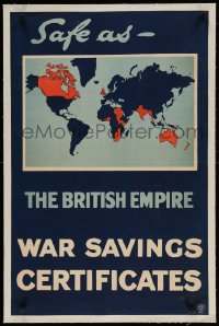 4h088 SAFE AS THE BRITISH EMPIRE linen 19x29 English WWI war poster 1910s war savings certificates!