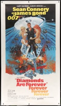 4j187 DIAMONDS ARE FOREVER linen int'l 3sh 1971 Robert McGinnis art of Sean Connery as James Bond!