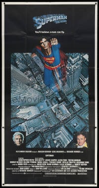 4j004 SUPERMAN 3sh 1978 hero Christopher Reeve flying from Metropolis, Gene Hackman, Marlon Brando
