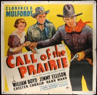 4j183 CALL OF THE PRAIRIE linen 6sh 1936 great art of William Boyd as Hopalong Cassidy, ultra rare!