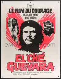 4j113 EL CHE GUEVARA linen French 1p 1968 art of Francisco Rabal as El Che Guevara, dayglo image!