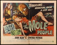 4j070 MOLE PEOPLE style B 1/2sh 1956 different artwork of subterranean monster carrying sexy girl!