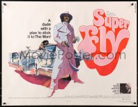 4j079 SUPER FLY 1/2sh 1972 Tom Jung art of Ron O'Neal with car & girl sticking it to The Man!