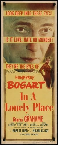 4j007 IN A LONELY PLACE insert 1950 huge Humphrey Bogart, Gloria Grahame, Nicholas Ray classic!