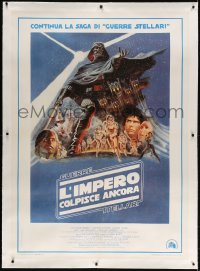 4j174 EMPIRE STRIKES BACK linen Italian 1p 1980 George Lucas classic, great montage art by Tom Jung!