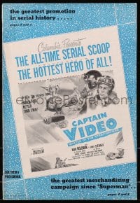 4j268 CAPTAIN VIDEO: MASTER OF THE STRATOSPHERE pressbook 1951 early super hero Judd Holdren, rare!