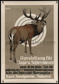 4j035 AUSSTELLUNG FUR JAGD-U SCHIESSWESEN 32x46 German art exhibition 1906 Hohlwein art, 2nd poster!