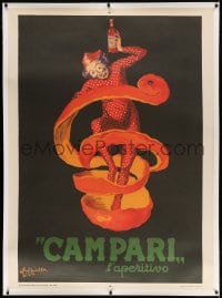 4j225 CAMPARI linen 40x55 Italian advertising poster 1950 orange drink ad by Leonetto Cappiello!