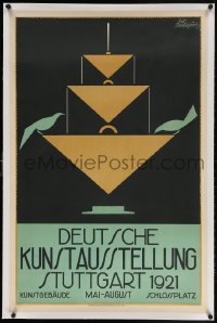 4j198 DEUTSCHE KUNSTAUSSTELLUNG linen 23x36 German art exhibition 1921 deco Brackenhammer art, rare!
