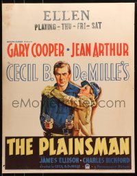 4j047 PLAINSMAN jumbo WC 1936 great art of Gary Cooper & Jean Arthur, Cecil B. DeMille, very rare!