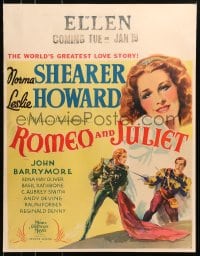 4j048 ROMEO & JULIET jumbo WC 1936 great art of Norma Shearer, Howard & Rathbone, Shakespeare!