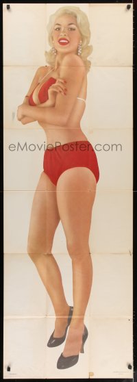 4k127 JAYNE MANSFIELD 22x62 commercial poster 1950s sexy image of the busty star in skimpy bikini!