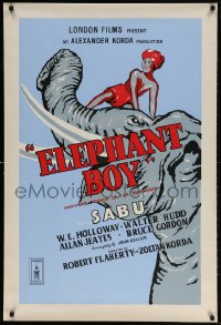 4k027 ELEPHANT BOY English 1sh R1950s silkscreen art of Sabu as Toomai, Rudyard Kipling, very rare!