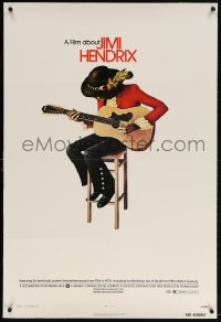 4k017 JIMI HENDRIX 1sh 1973 great art of the rock & roll legend playing guitar on chair!