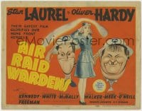 4k149 AIR RAID WARDENS TC 1943 great Al Hirschfeld art of Oliver Hardy & Stan Laurel, very rare!