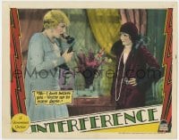 4k259 INTERFERENCE LC 1928 Evelyn Brent stares at shocked Doris Kenyon talking on phone, very rare!