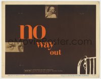 4k173 NO WAY OUT TC 1950 Widmark's eyes & terrified Linda Darnell, great design by Eric Nitsche!