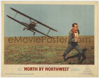 4k285 NORTH BY NORTHWEST LC #2 1959 Hitchcock, classic c/u of Cary Grant chased by crop duster!