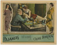 4k291 PAJAMAS LC 1927 spoiled heiress Olive Borden on her father's desk in office, very rare!