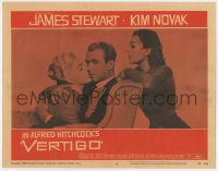 4k336 VERTIGO LC #6 1958 Hitchcock, James Stewart hugs blonde Kim Novak with brunette Kim behind!