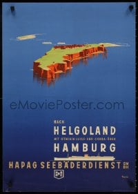 4k092 HAMBURG AMERICA LINE 20x28 German travel poster 1930s Ottomar Anton of Heligoland, rare!