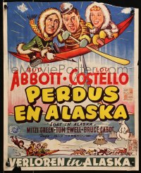 4p244 LOST IN ALASKA Belgian 1953 artwork of wacky Bud Abbott & Lou Costello in arctic!