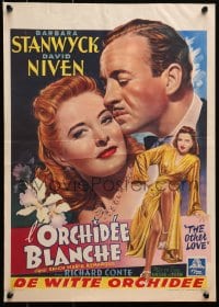 4p255 OTHER LOVE Belgian 1947 great different art of David Niven & sexy Barbara Stanwyck!