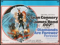 4p305 DIAMONDS ARE FOREVER British quad 1971 McGinnis art of Sean Connery as James Bond 007!