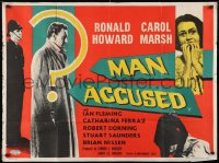 4p325 MAN ACCUSED British quad 1959 Tully, Ronald Howard, scared Carol Marsh, ultra-rare!