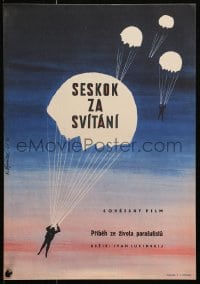 4p070 JUMP AT DAWN Czech 12x16 1962 Ivan Lukinsky's Pryzhok na zare, Vysusil art of paratroops!
