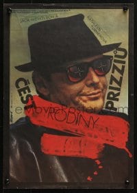 4p083 PRIZZI'S HONOR Czech 12x16 1986 cool different art of Jack Nicholson by Zdenek Ziegler!