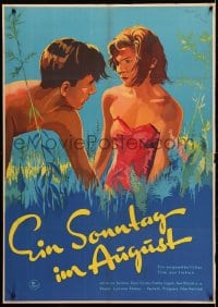 4p476 SUNDAY IN AUGUST East German 24x33 1955 Luciano Emmer, Sunday in August, different sexy art!