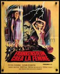 4p126 FRANKENSTEIN CREATED WOMAN French 17x21 1967 cool art of Peter Cushing & Susan Denberg!