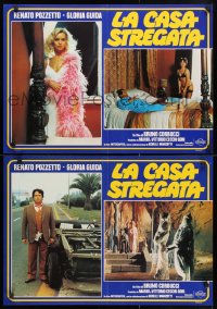 4p398 LA CASA STREGATA group of 2 Italian 19x26 pbustas 1982 Bruno Corbucci comedy, different!