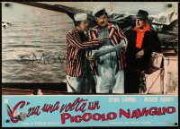 4p392 SAPS AT SEA Italian 19x26 pbusta R1965 different Stan Laurel & Oliver Hardy, Hal Roach!