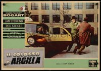4p425 HARDER THEY FALL Italian 13x19 pbusta 1958 Humphrey Bogart struggles w/ man outside cab!