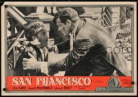 4p430 SAN FRANCISCO Italian 13x19 pbusta R1953 great close-up of Clark Gable with scared man!