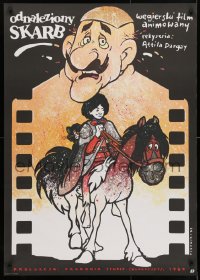 4p204 TREASURE OF SWAMP CASTLE Polish 27x37 1987 Attila Dargay, cool Dybowski cartoon artwork!