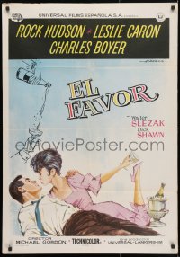 4p635 VERY SPECIAL FAVOR Spanish 1965 Rock Hudson kisses sexy Leslie Caron, Charles Boyer!