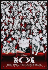 4r500 101 DALMATIANS teaser DS 1sh 1996 Walt Disney live action, wacky image of dogs in theater!
