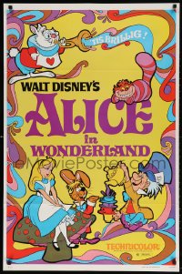 4r514 ALICE IN WONDERLAND 1sh R1981 Walt Disney Lewis Carroll classic, cool psychedelic art