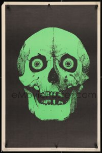 4r171 SKULL 23x35 commercial poster 1973 creepy green skull with eyes over black background!
