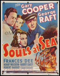 4r172 SOULS AT SEA 22x28 commercial poster 1980s sailors Gary Cooper & George Raft, Frances Dee!