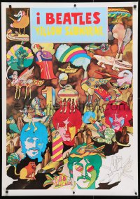 4r185 YELLOW SUBMARINE 28x40 Italian commercial poster 1980s psychedelic art of The Beatles!
