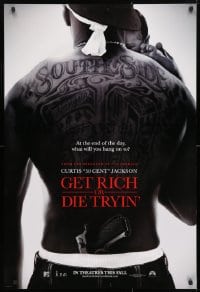 4r663 GET RICH OR DIE TRYIN' teaser 1sh 2006 tattooed rapper Curtis 50 Cent Jackson holding baby!