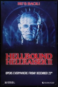 4r692 HELLBOUND: HELLRAISER II teaser 1sh 1988 Clive Barker, close-up of Pinhead, he's back!