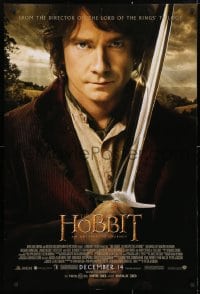 4r696 HOBBIT: AN UNEXPECTED JOURNEY advance DS 1sh 2012 great image of Martin Freeman as Bilbo!