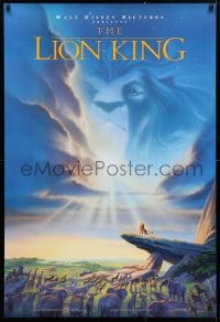 4r750 LION KING DS 1sh 1994 Disney Africa, John Alvin art of Simba on Pride Rock with Mufasa in sky