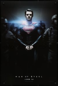 4r763 MAN OF STEEL teaser DS 1sh 2013 Henry Cavill in the title role as Superman handcuffed!